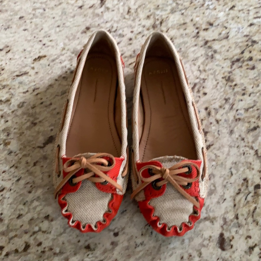 Aerin Skipper loafer, orange/wheat stripe, sz 7.5